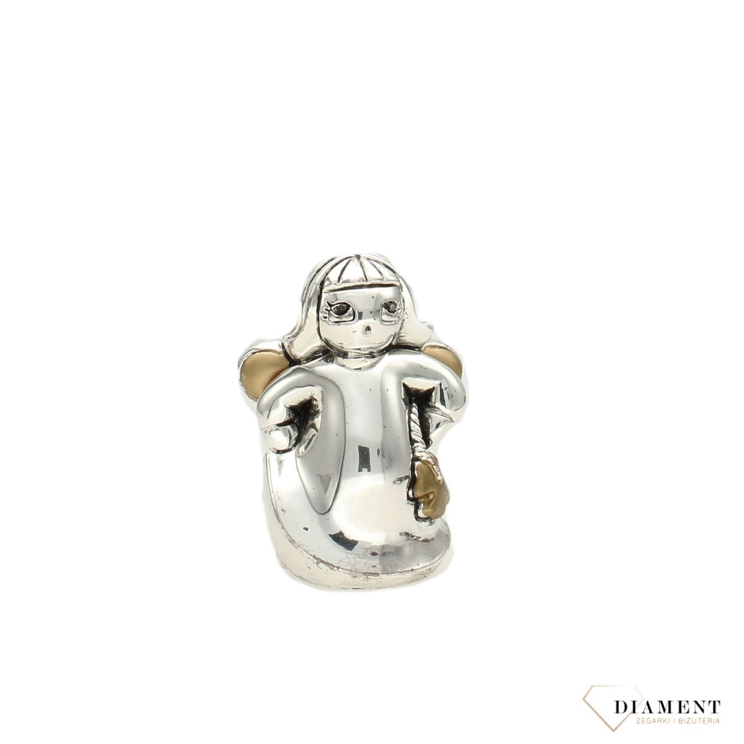 Figurka srebrna Aniołek z koniczynką na szczęście..jpg